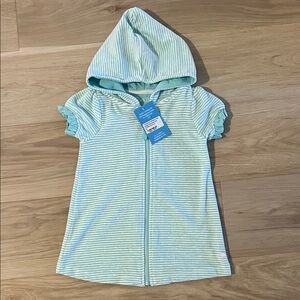 Striped Aqua Kids Swim Coverup with Hood